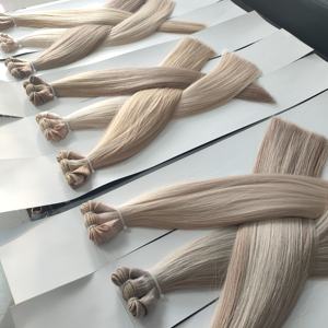 Extensiones de cabello rubio popular de alta calidad, cabello virgen ruso, trama cosida a máquina, 100% cabello humano, extensiones de cabello natural, trama doble. - Product Image 2