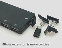 Câble d'extension Micro USB mâle-femelle à 5 broches, type plat à angle droit avec connecteur coudé pour smartphones Android
