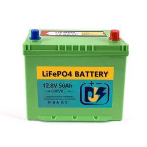 Bateria recarregável de íon de lítio 50ah lifepo4, bateria recarregável embutida bms protege carregamento e descarga para o carro partida cca800, 12v