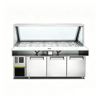 Réfrigérateur portable à plateau ouvert pour bar à salades, unité de présentation commerciale haute visibilité pour cuisine, en acier inoxydable, à poser sous comptoir
