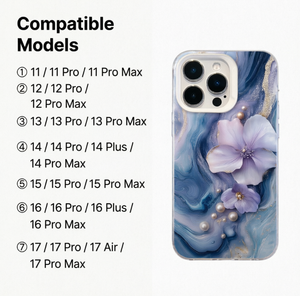 Custodia Lusso in TPU Trasparente con Fiori <span class=keywords><strong>Viola</strong></span>, Marmo Dorato e Perle, <span class=keywords><strong>Cover</strong></span> Estetica da Sogno per <span class=keywords><strong>iPhone</strong></span> 17 16 15 14 13 <span class=keywords><strong>Pro</strong></span> <span class=keywords><strong>Max</strong></span> - Product Image 3