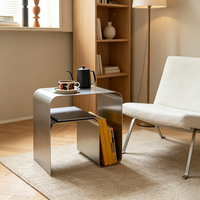 Table basse vintage nordique en acier inoxydable - Design moderne, durable et facile à nettoyer, meubles de salon pour chambre à coucher, salon