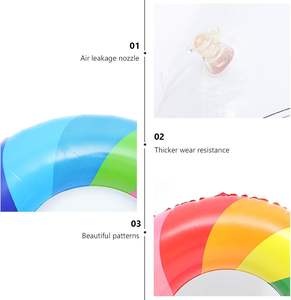 MAKE WAVES Rainbow Color Inflatable <b>Swimming</b> <b>Ring</b> Adult Thickened PVC Pool Float EU & USA Standards Playful - Product Image 6