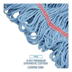 Tête de balai serpillère en microfibre Boardwalk Super Loop avec bande rectangulaire bleue de 1 pouce, grande taille, 12 unités/carton - Product Image 6