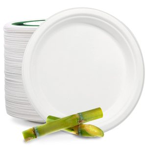 Papel de caña de azúcar desechable, placa de bagazo Biodegradable de 11 pulgadas, 15% de descuento - Product Image 1