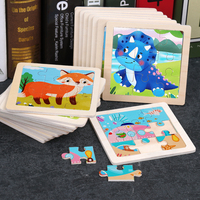 Venta al por mayor 3D dibujos animados rompecabezas de Madera Juguetes iluminación bebé regalo juguetes educativos para niños