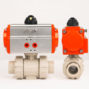 Vanne à boisseau sphérique pneumatique à double union PPH, vanne à boisseau sphérique en plastique résistante à la corrosion pour les conduites <span class=keywords><strong>de</strong></span> produits chimiques et <span class=keywords><strong>d</strong></span>'eaux usées - Product Image 2