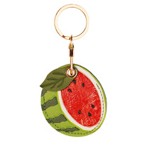 Dessin animé mignon vert feuille Fruits en cuir étui de protection complet feuille PU cuir porte-clés porte-monnaie avec porte-clés cadeau promotionnel