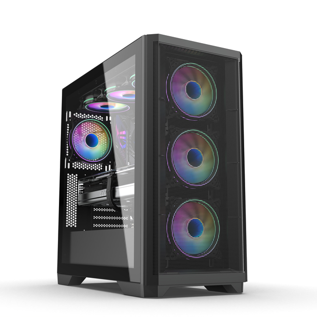 MolleyShine Mesh Design ATX Computer case Table Gaming case Tempered Glass Computer Pc case
