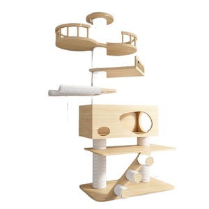 Thân thiện với môi trường gỗ rắn 5 cấp Cây mèo hiện đại chiều cao 60cm không xâm nhập lắp ráp miễn phí phòng khách mèo leo khung - Product Image 6
