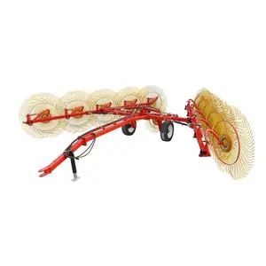 8 10 12 Wheel Hydraulic Trailer Wheel Hay Rake Finger Disc Grass Grabber Farm Efficient Thumbwheel Hay Rake