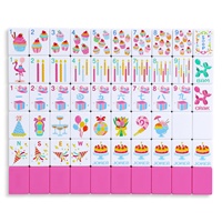Jeu de Mahjong Américain Moderne 160 Tuiles Double Couche Acrylique Rouge et Blanc Thème Anniversaire Portable Cadeau pour 4 Joueurs Soirée de Jeu
