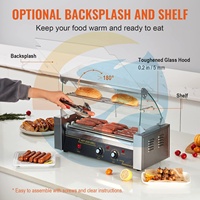 Grilleuse à saucisses électrique industrielle automatique 220V avec porte grillagée et chauffe-pains à 5 tubes pour hot-dogs