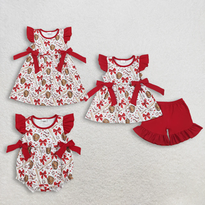 Ropa Infantil al por Mayor de Fábrica, Conjuntos de Ropa para Hermanos, Ropa de Boutique para Niñas con Estampado de Lazos de Béisbol - Product Image 1