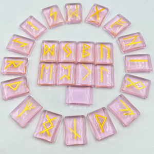 Juego de piedras rúnicas grabadas al por mayor en letras paganas Elder Futhark alfabeto símbolos material de piedras preciosas para brujería - Product Image 2