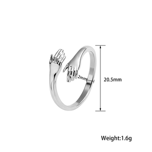 Anello in Acciaio Inossidabile Placcato Oro 18K con Design a Abbraccio, Romantico per Matrimonio, Fidanzamento, Anniversario, Festa, Idea <span class=keywords><strong>Regalo</strong></span> per San Valentino - Product Image 6