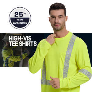 建設作業服リフレクターfrシャツhivisシャツ長袖作業服視認性の高い男性用リフレクティブシャツ - Product Image 1