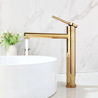 Robinet de lavabo moderne en acier inoxydable noir plaqué or avec cartouche céramique, mitigeur d'eau chaude/froide à débit contrôlé pour montage sur plan