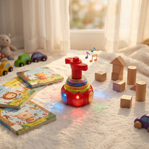 Toupie musicale LED clignotante JR MS INDUSTRIES, jouet mini en plastique lumineux, modèle Jr-ind-bptb pour 2-4 ans - Product Image 5