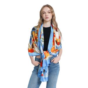 <b>Silk</b> Stain <b>Scarf</b> Shawls Low MOQ Custom Print Digital <b>Long</b> <b>Scarf</b> Floral Design 90*180 cm Women Spring Summer - Product Image 2