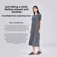 Robe de maternité printemps/été mi-longue ample, vêtement d'extérieur/détente grande taille, confortable, tricotée, douce, unie, en polyester, nouvelle collection