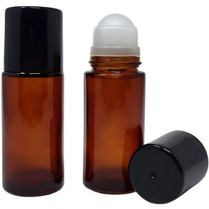 Indispensabili per contenitori Roll-On riutilizzabili da 50ml 2 bottiglie di vetro ambrato facili da usare perdono bottiglie di olio essenziale accessori - Product Image 1