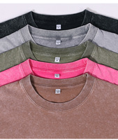 T-shirts à manches longues en coton de haute qualité 230GSM, col rond, vintage, effet délavé, pour hommes et garçons