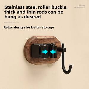 Support mural amovible antidérapant en acier inoxydable pour balais, avec crochet de maintien sans perçage pour outils de nettoyage, garage, cuisine, buanderie - Product Image 3