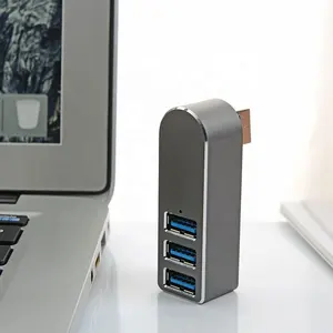 Fabrik heißer Verkauf Aluminium Mini High Speed Grau 180 Grad Drehung USB 3 Port 3.0 Hub Adapter für Mac PC