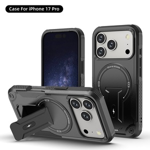 Coque de téléphone Bundesliga pour Apple pour <span class=keywords><strong>iPhone</strong></span> 17 <span class=keywords><strong>Pro</strong></span> Max support caché magnétique antichoc conception d'armure poignée de téléphone - Product Image 2