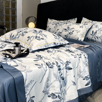 Parure de lit 4 pièces en soie respirante pour l'été – Couverture rafraîchissante et drap doux pour la peau