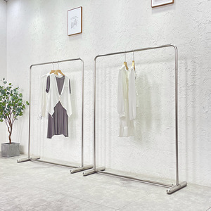Modern Minimalism Stainless Steel Floor-Standing Metal Hangers Checkroom Clothing Store Display <b>Rack</b> - Product Image 6