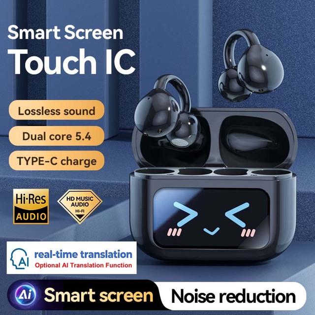 M100 Touch Screen OWS Wireless Earphone with Real-time Translation HI-FI Stereo Surround Noise Reduction Sport Bluetooth Headset