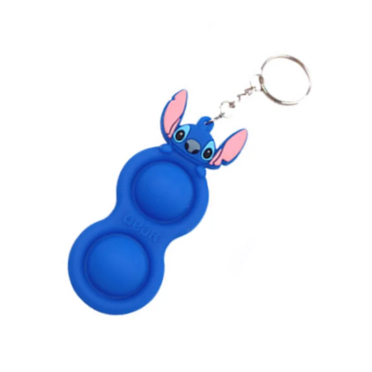 2 in one silicone mickeey minnie finger push pop decompression keychain pendant