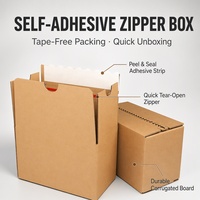 Boîte en carton ondulé personnalisée Lipack pour le commerce électronique, avec bande adhésive autocollante et fermeture éclair