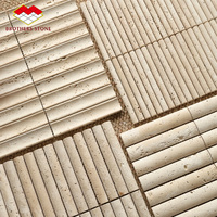 Mosaïque en marbre cannelé en pierre de travertin naturel pour la décoration murale intérieure et la décoration des hôtels et villas