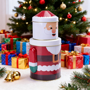Boîtes à cadeaux recyclables personnalisées en fer blanc en formes de père Noël et de bonhomme de neige Contenants en fer blanc pour biscuits, bonbons et rangement de jouets - Product Image 5