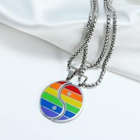 Collier pendentif pour couple gay en acier inoxydable avec chaîne épaisse Yin Yang, accessoires LGBT, pendentif lesbien gay pour homme