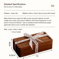 Boîte à bijoux en bois de noyer noir, petite et portable, avec intérieur en velours, aimantée, pour bagues, boucles d'oreilles et bracelets, idéale comme cadeau pour femme