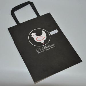 Sacs en papier écologiques à poignée plate, blancs et bruns, pour l'emballage alimentaire, la livraison à emporter, vente en gros - Product Image 5