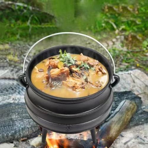 # Marmite africaine à 8 pots, 3 pieds, en fonte, pour ragoût, chaudron géant, ustensiles de cuisine pour le camping, les charbons, la cuisson au foyer - Product Image 3