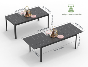 <span class=keywords><strong>Table</strong></span> à manger d'extérieur moderne et <span class=keywords><strong>extensible</strong></span> en <span class=keywords><strong>aluminium</strong></span> pour 6-8 personnes pliée pour Patio Jardin Pelouse Bistro Cuisine Hôpital Plage - Product Image 3