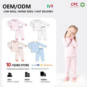 Puresun Trade Assurance, certifié CPC, 100% coton biologique/viscose de bambou, ensembles de <span class=keywords><strong>pyjamas</strong></span> pour filles avec nœud mignon imprimé <span class=keywords><strong>sur</strong></span> toute la surface, 1 à 10 ans - Product Image 1