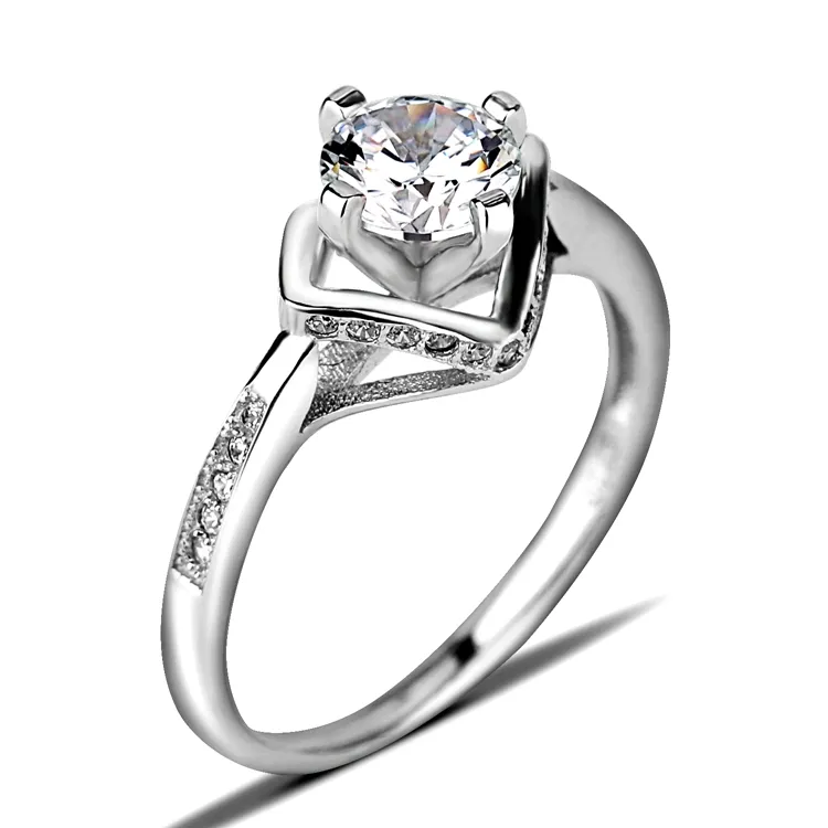 Custom diamond cz Jewelry Women Girls Silver engagement wedding ring set
