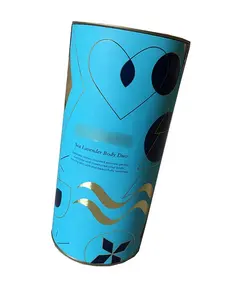 Custom printed cosmetic gift box Body salt scrub and body cream gift set custom round paper tube gift boxes