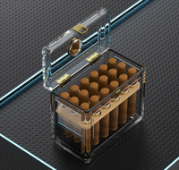Humidor à cigares moderne pliable en acrylique avec hygromètre et humidificateur, taille et couleur personnalisables