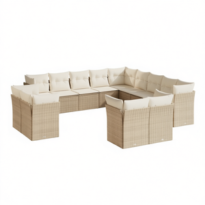 Juego de Sofás de Jardín de Ratán Color Crema, Muebles de Exterior Color Beige, 10+ Plazas, Diseño Contemporáneo, Resistente a la Intemperie - Product Image 1