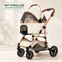 Poussette pliable pour chien avec cabine amovible, auvent en maille et roues en EVA pour les promenades quotidiennes et les voyages en plein air