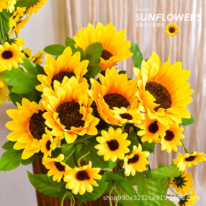 Tournesols artificiels à suspendre au mur, fleurs en soie plastique, décoration intérieure, accessoires de mariage, origine Chine - Product Image 3