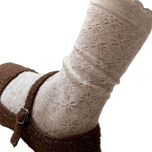 Women's <b>Breathable</b> <b>Socks</b> Light Gray Openwork Floral Print Sweat Absorbing Odor Resistant Spring Summer Wear - Product Image 4